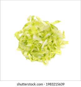 Heap of Chopped Chinese Cabbage, Napa Cabbage or Wombok Isolated on White Background. Fresh Green Sliced Cabbage Salat Realistic Vector Illustration