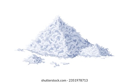 Heap of coconut flakes. Vector illustration isolated on white background. Coconut production.