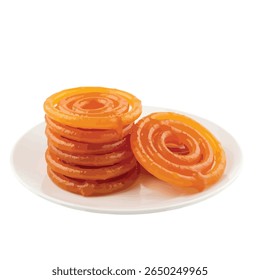 uma pilha, pingando com xarope e brilhando em laranja vibrante. Captura de estúdio