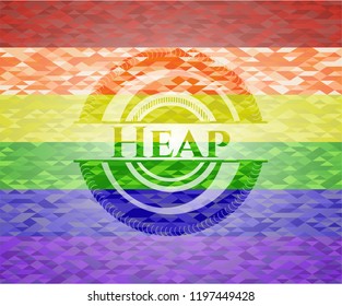 Heap emblem on mosaic background with the colors of the LGBT flag