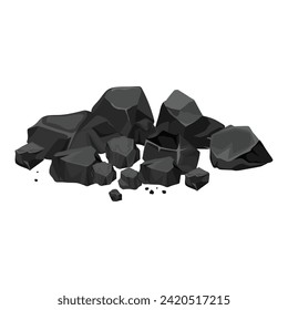 Heap of energy coal isolated cartoon icon. Vector cartoon scattered coal energy. Mining. svg