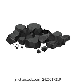 Heap of energy coal isolated cartoon icon. Vector cartoon scattered coal energy. Mining.