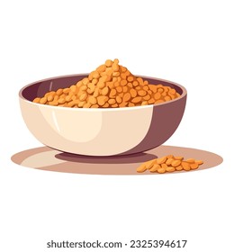 Heap of fresh grains in organic bowl icon isolated