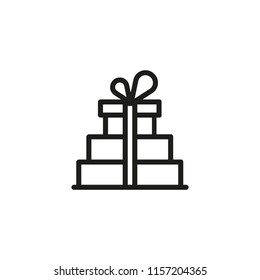 Heap of gift boxes line icon. Christmas present, holiday sale, birthday presents. Gift concept. Vector illustration can be used for topics like shopping, holiday, celebration