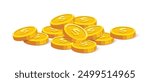 Heap of gold coins with us dollar currency sign vector illustration isolated on white background. Money coin stack pile. Business and finance concept design element.