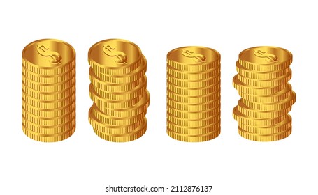 Imagen vectorial del montón de monedas de oro