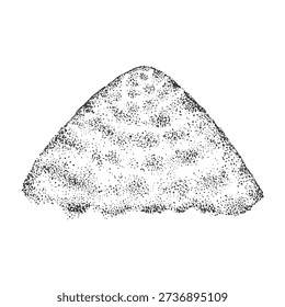 Heap of granular material salt, sugar, flour, starch or baking soda. Black and white hand drawn sketching illustration. Vector image for packaging design, educational materials, cooking blogs, posts.