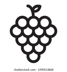 
Heap of grapes. Black and white leaf vector icon for food websites and applications. Contour grapes