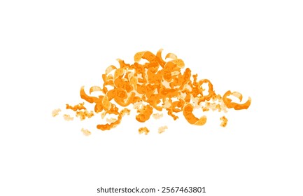 Heap of grated orange zest. Vector cartoon flat illustration. Seasoning icon.