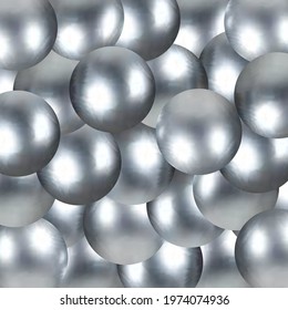 Heap of gray balls abstract background. 3D rendering
