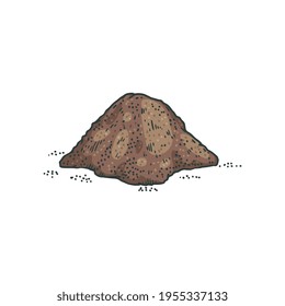Heap of ground black pepper, engraving hand drawn vector illustration isolated.