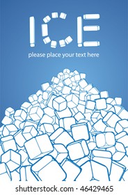 heap of ice cubes, vector illustration