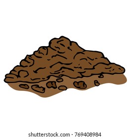 Heap of land. The mountain of mud. Vector illustration.