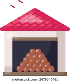 Heap of log granary concept, air dried firewood storage supply warehouse vector color icon design, timber and lumber Symbol, forest Deforestation products Sign,mill yard saw works stock illustration