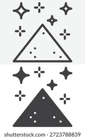 Pilha de ícone de pó mágico definido em estilo de linha e sólido. Contorno e sinal de vetor preenchido com traçado editável, ícone de símbolo cintilante para feitiços, fadas e design de fantasia.