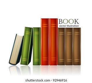 Heap of multi-coloured books isolated on white background