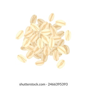 Heap of oat flakes isolated on white background. Top view. Dry rolled oats. Oatmeal healthy food