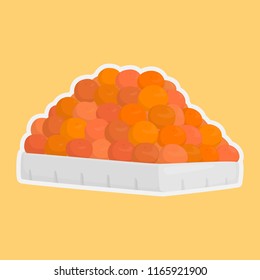 heap of oranges fruit in foam box flat vector illustration icon
