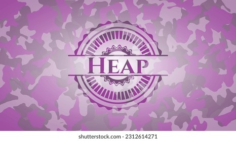 Heap pink camo emblem. Vector Illustration. Detailed. 