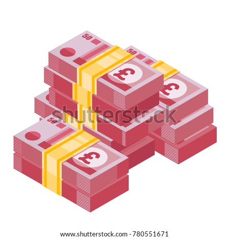 Heap of pound sterling. Big pile of english money. Money icon in isometric style. Money illustration of wealth and condition.