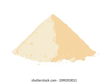 Heap of protein powder on white background. Vector illustration