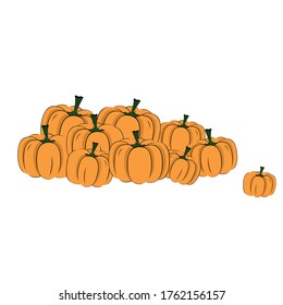 heap with pumpkins in cartoon style. vector isolated objects