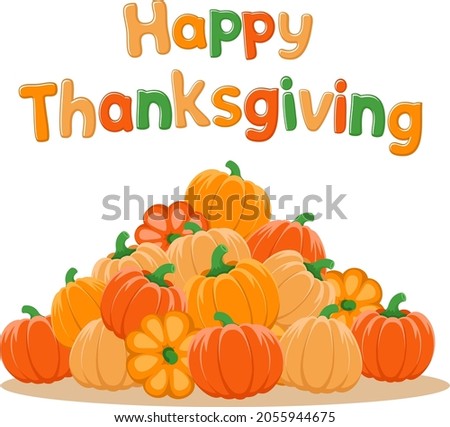 Heap of pumpkins close-up on a white background. Happy thanksgiving day