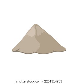 Sandhaufen einzeln auf weißem Hintergrund. Cartoon-Illustration aus Baumaterial. Baustoffkonzept