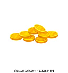 Heap of shiny golden coins. Investment and economy theme. Decorative flat vector element for banking mobile app, website or poster