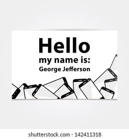 Heap of smart phones. Clean business card for electronics traders. Modern design background with mobile phones. Sizable and editable vector graphic. 