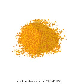 Heap of turmeric. Curcumin powder. Isolated on white background top vew. Vector illustration flat design