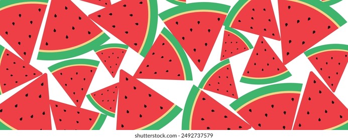 heap of watermelon fruit slices flat design  vector.