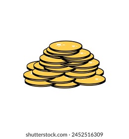 a heaping pile of gold coins vector illustration