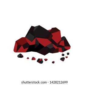 Heaps of glowing coal, hot embers