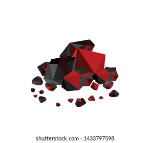 Heaps of glowing coal, hot embers
