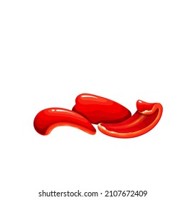 Heaps red bell pepper sliced. Chopped red pepper, pieces vegetable for cooking food, vector illustration.