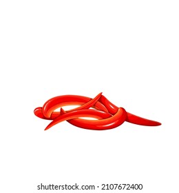Se corta la pimienta roja en rodajas delgadas. Pimienta roja picada, trozos de verdura para cocinar, ilustración vectorial.