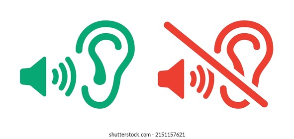 Hear and deaf icon vector illustration. Hearing disability symbol.