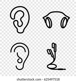 Hear icons set. set of 4 hear outline icons such as ear
