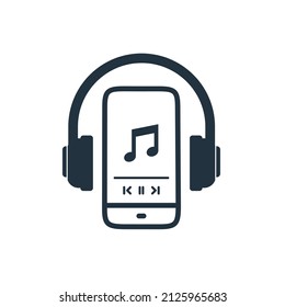 hear music icon. vector design of the symbol of listening to music on a smartphone using earphones.
