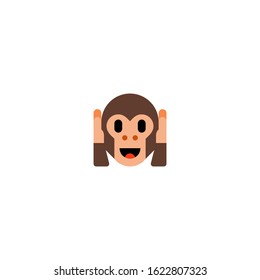 Hear No Evil Monkey Vector Flat Icon. Isolated Monkey Head Emoji Illustration 