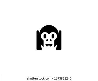 Hear no evil monkey vector flat icon. Isolated monkey head emoji illustration 