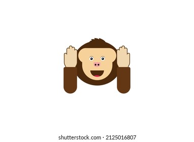 Hear No Evil Monkey Vector Flat Icon. Isolated Monkey Head Emoji Illustration