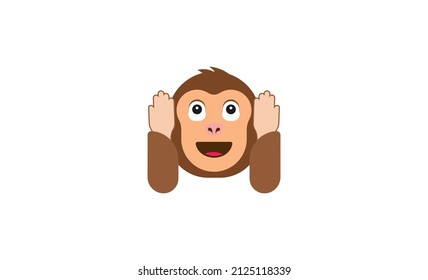 Hear No Evil Monkey Vector Flat Icon. Isolated Monkey Head Emoji Illustration