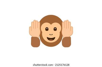 Hear No Evil Monkey Vector Flat Icon. Isolated Monkey Head Emoji Illustration