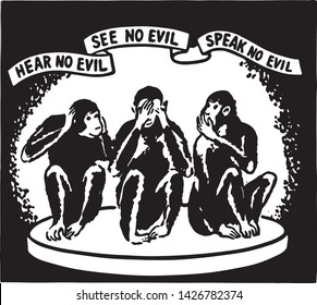 Hear No Evil    Retro Ad Art Banner