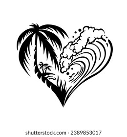 Hear palm tree waves design