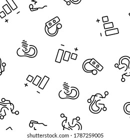 Hear Sound Aid Tool Vector Seamless Pattern Thin Line Illustration