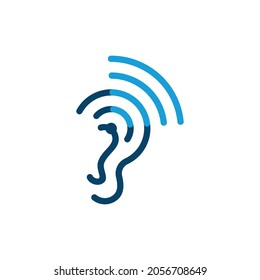 Hear sound wave, ear logo template design