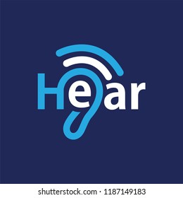 Hear text logotype vector template